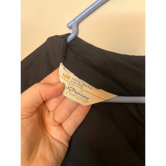 1970s JCPenney Fashions Sheer Black Rainbow Floral Dark Romantic Maxi Dress L - Picture 2 of 11